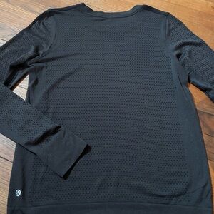 lululemon athletica Women's Black Perforated Long Sleeve Tee